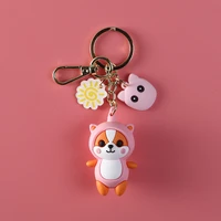 new pvc cartoon shiba inu dinosaur doll keychain cute animals doll car key pendant student school bag pendant wholesale 2021