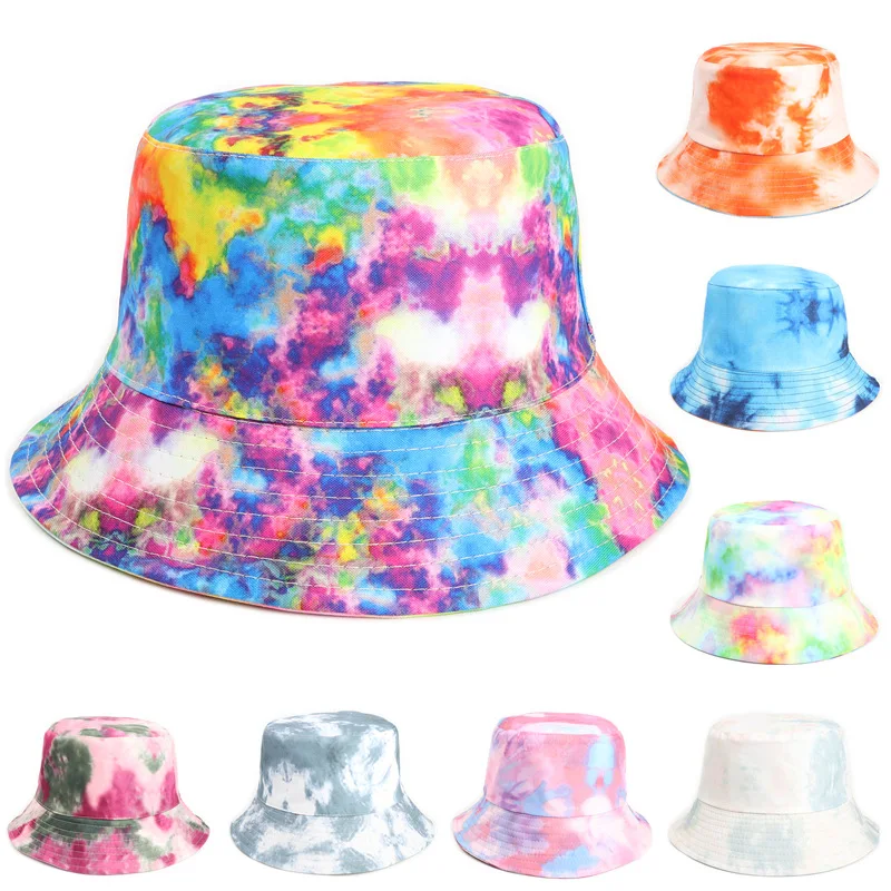

Ins Hot New Style Painted Double-Sided Tie-Dye Fisherman Hat Wear Fashionable Casual Outdoor Sun Shade Basin Hat on Both Sides