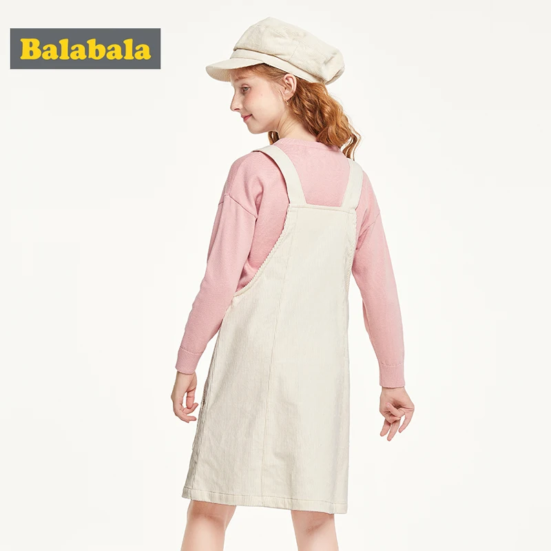 Balabala/детская одежда; платье для девочек; Новинка года; хлопковое осеннее платье; вельветовое платье принцессы на бретелях