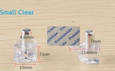 Small Clear 100 шт./лот, 5 мм стержень, пластиковая подставка для полки, подножки, мебельная полка, книжный шкаф, полка, кронштейн, серый, коричневый, белый, прозрачный - Цвет: Small Clear