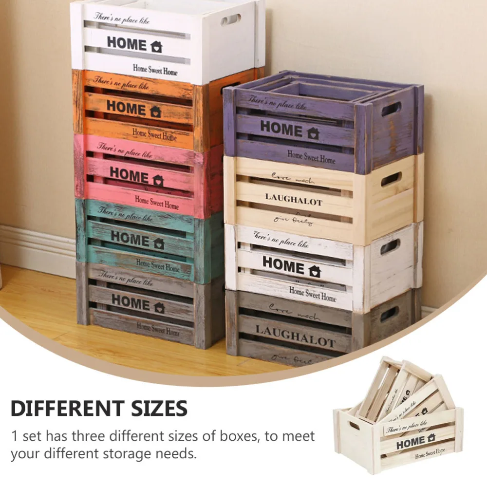 

1 Set of Decorative Vintage Style Fruit Storage Boxes Practical Wooden Crates