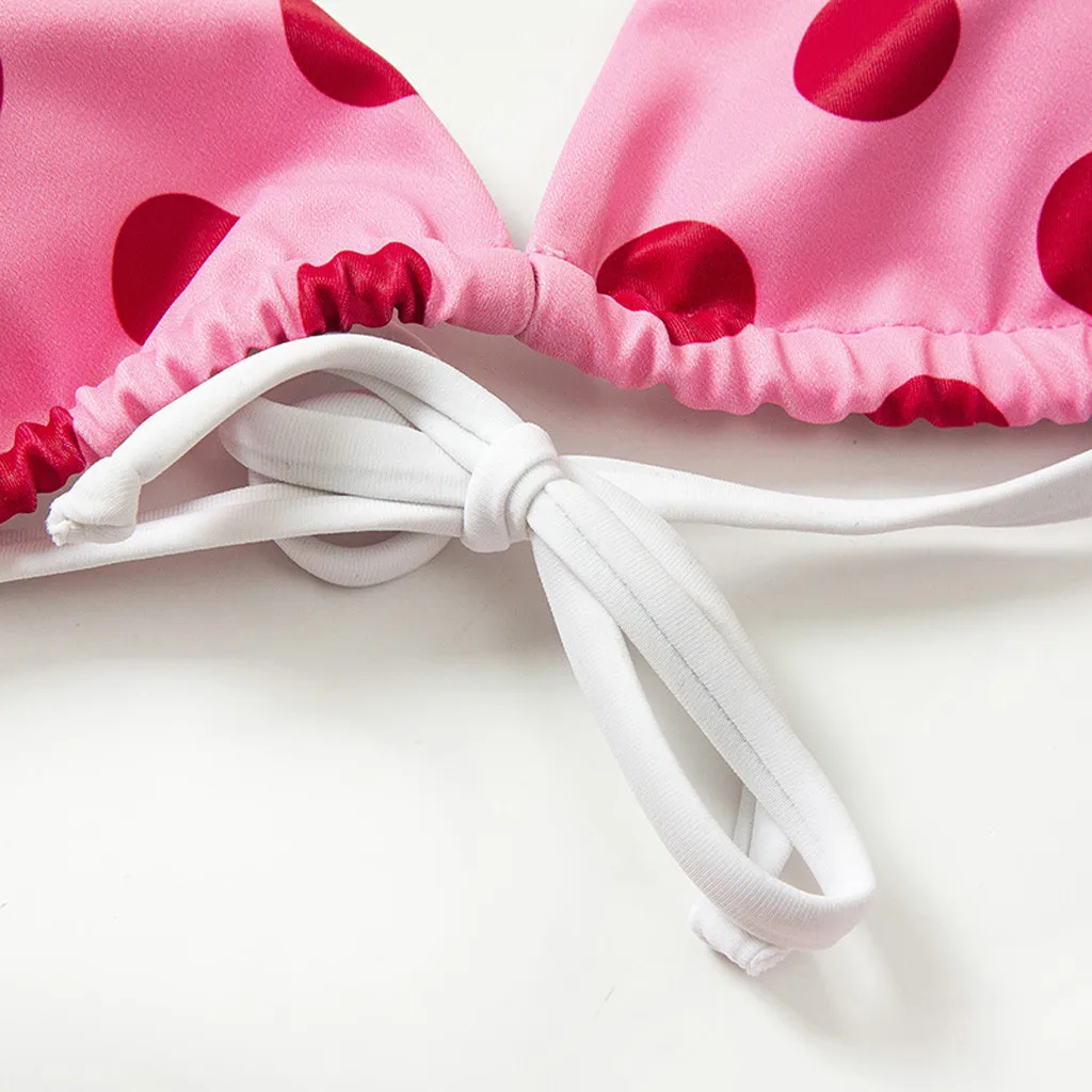 Красный горошек 2020 бикини набор с высокой талией розовый сексуальный купальник