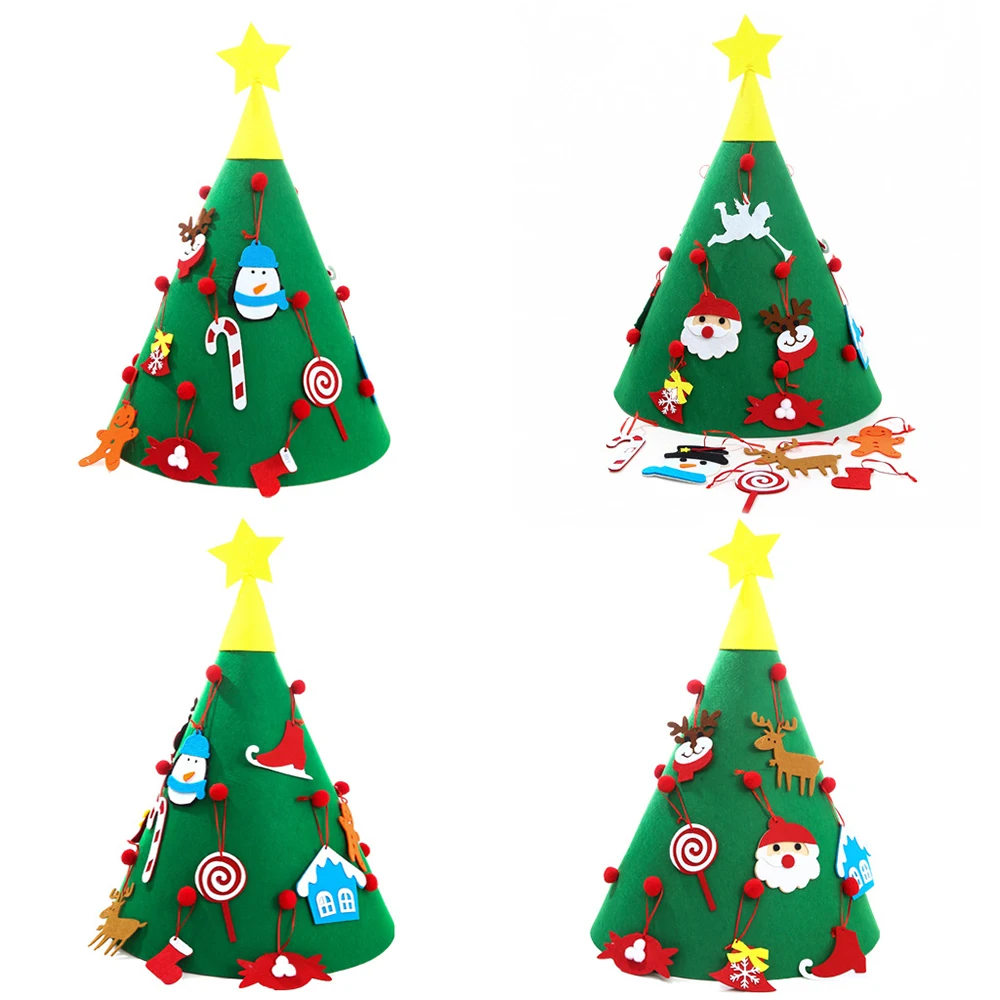 OurWarm 3D DIY Kids Felt Christmas Tree with Ornaments Parents Gifts Merry New Year Party Decoration wholesale | Дом и сад