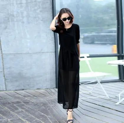 Винтажное летнее шифоновое женское платье 2019 сексуальное Элегантное Длинное