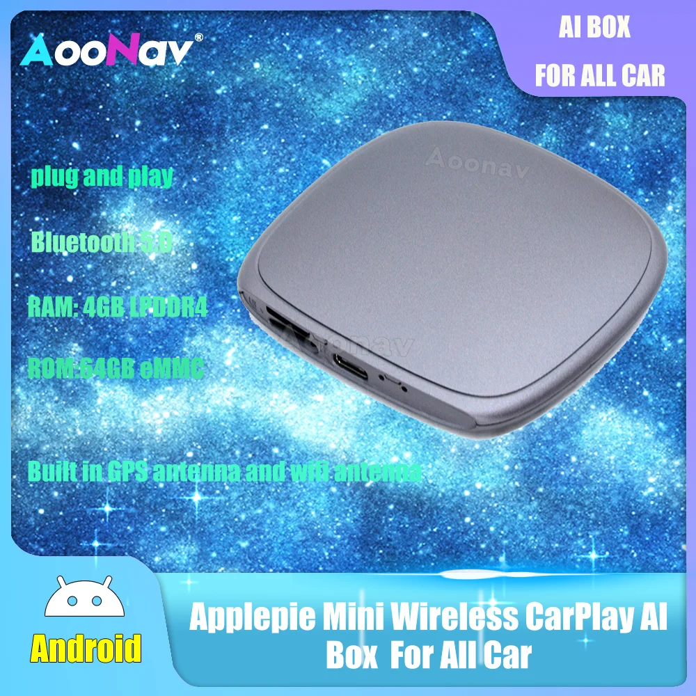 

64G Applepie Mini Wireless CarPlay AI Box For Benz Audi Nissan Hyundi Haval Android 9 Qualcomm Plug and Play Youtube Netfix