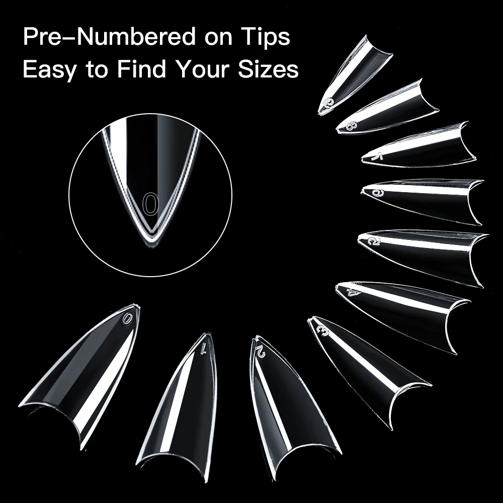 MEET ACROSS 500 шт. Набор накладных ногтей прозрачный Французский дизайн Искусственный