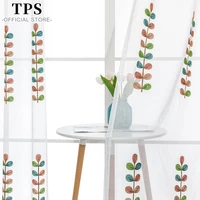 tps multi color leaves embroidered tulle curtains for living room high quality curtains for bedroom window treatments drapes