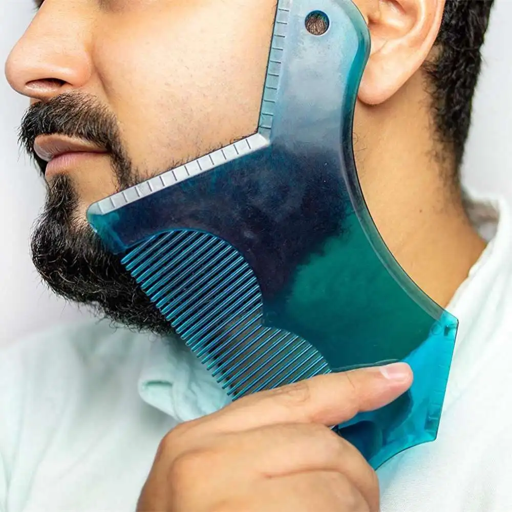 

1Pc Beard Shaping Trimming Shaper Template Guide for Shaving Stencil With Full-Size Comb Line Up Innovative Design Styling Tools