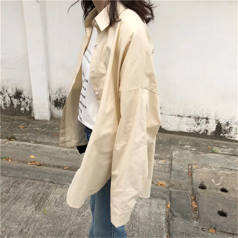 

HziriP High Quality 2021 Streetwear Shirts All Match Vintage Women Leisure Minimalist Solid Basic Loose OL Chic Fashion Blouses