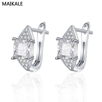 maikale square stud earrings aaa cubic zirconia plated gold needle hypoallergenic korean earrings for women send friend
