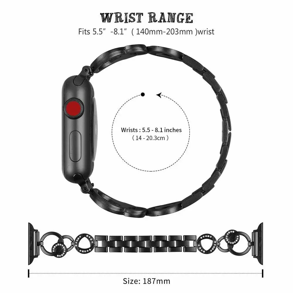 Ремешок Алмазный для Apple Watch band 6 44 мм 40 сменный Браслет iwatch series 5 4 3 38 42 мм|Ремешки