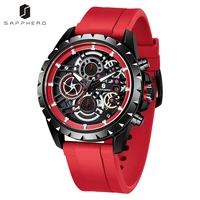 sapphero watch for mens quartz movement silicone strap 100m waterproof wristwatch multifunctional sport fashion chronograph