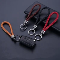 new unisex braided leather rope handmade waven keychain leather key chain ring holder for car keyrings men women keychains