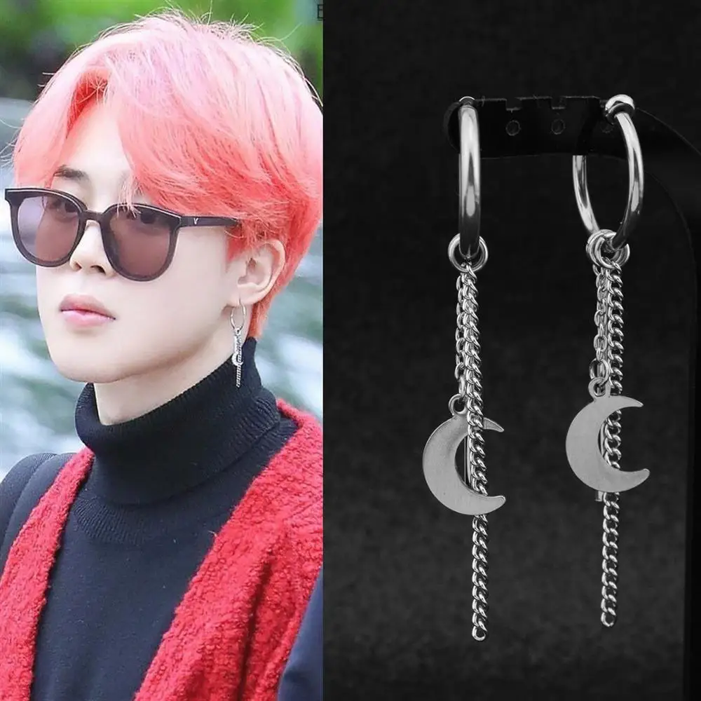 KPOP DNA корейская мода луна цепочка с кисточками 1 пара серебряный цвет кисточка JIMIN