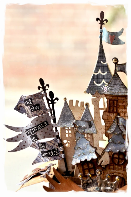 Piggy Craft metal cutting dies cut die mold Castle flag house Scrapbook paper craft knife mould blade punch stencils dies