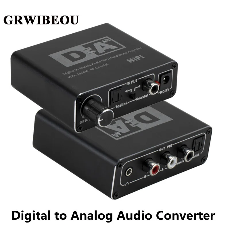 HIFI DAC Amp Digital To Analog Audio Converter Decoder 3.5mm AUX RCA Amplifier Adapter Toslink Optical Coaxial Output 24bit | Электроника