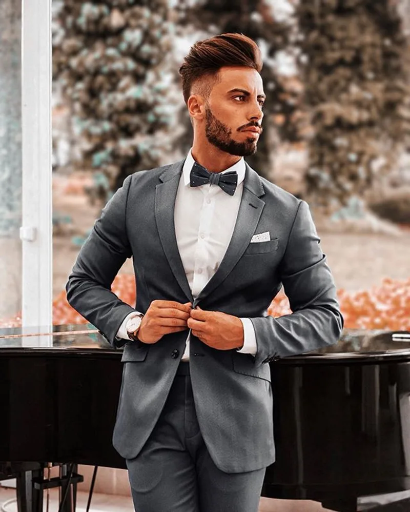 

TPSAADE New Men's Suits Polyester Blend 2 Pieces (Coat+Pants) Notched Lapel Costume Homme Formal Groom Suits Custom Made