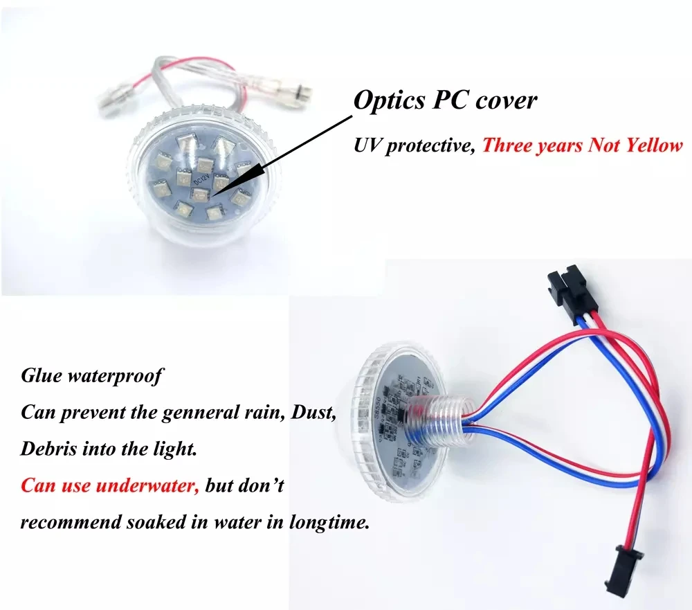 Адресуемый 45 мм светодиодный пиксельный светильник 12 светодиодов 5050RGB 2 88 Вт IP66