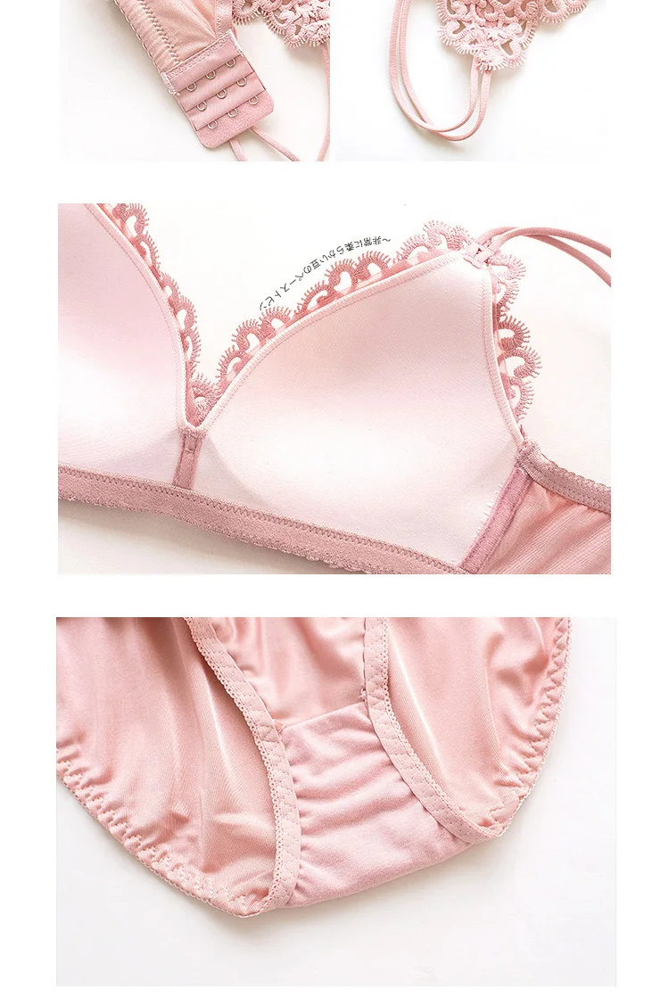 Roseheart, новинка, женское модное сексуальное белье розового и красного цветов, кружевное жаккардовое беспроводное нижнее белье с бантом, хлопковые трусики, милые комплекты бюстгальтеров, нижнее белье