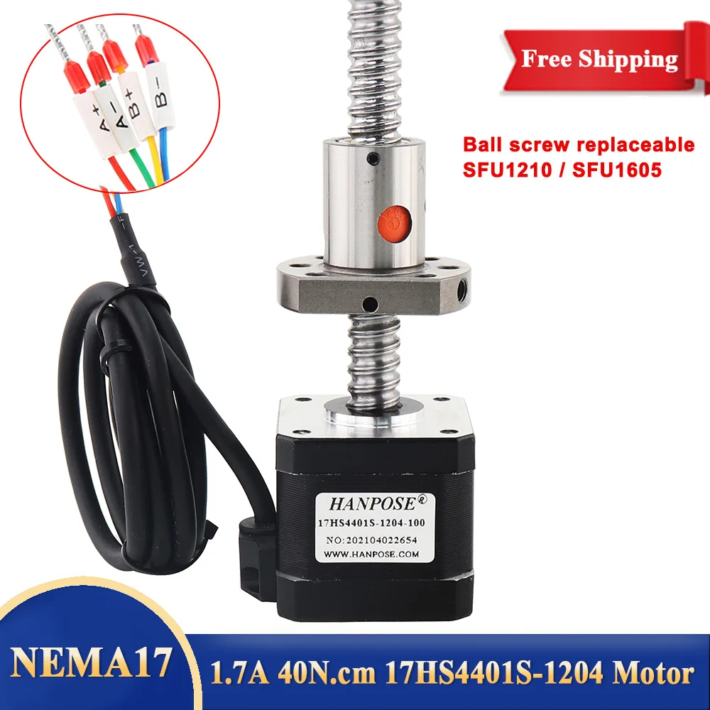 Шариковый винтовой шаговый двигатель nema 17 1 7 А 40 Н см 17HS4401S SFU1204 диаметр 42bygh