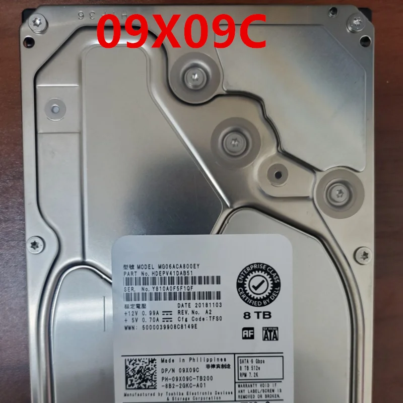 

Original New HDD For Dell 8TB 3.5" SATA 256MB 7200RPM For Internal HDD For Enterprise Class HDD For 9X09C 09X09C MG06ACA800EY