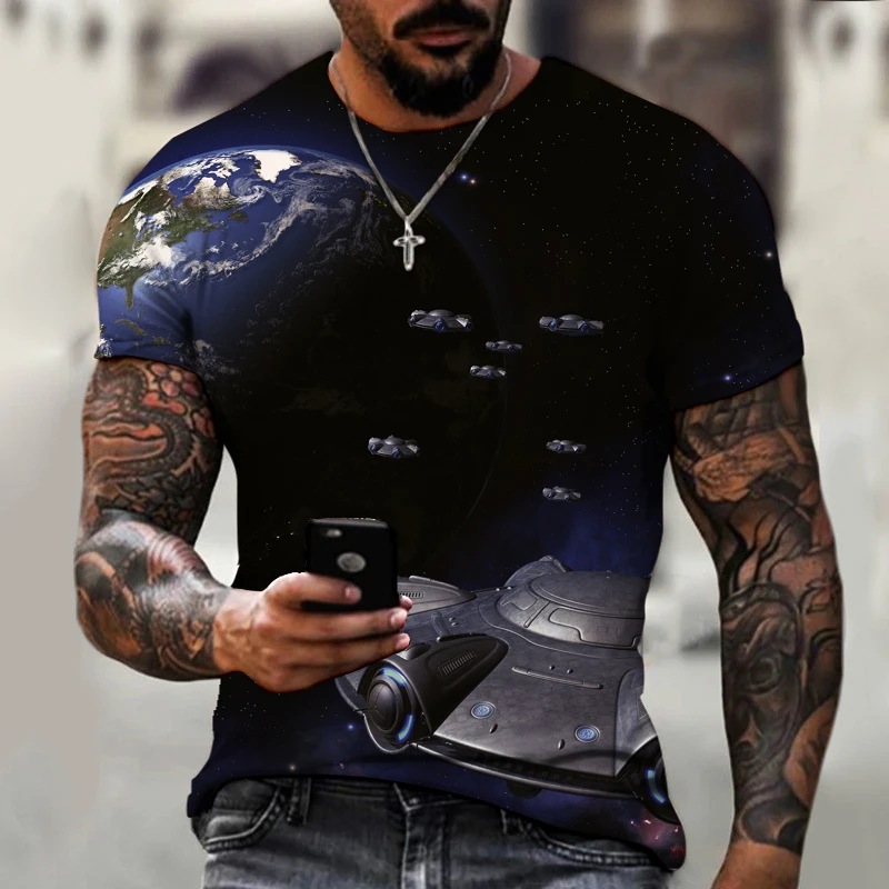 

Ufo Series New Men's Short-sleeved Shirt 3d Printing Fantasy Pattern Design Summer Casual Daily Oversized T-shirt