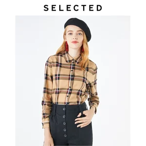 Выбранные Для женщин 100% хлопковая рубашка в клетку с длинными рукавами R  419405507