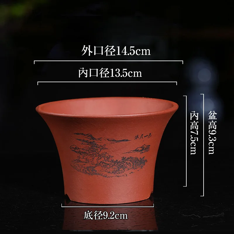 

Yixing Purple Sand Flowerpot Small Orchid Pots Exquisite Desktop Old Pile Succulent Iris Bonsai Pot Living Room Green Plants