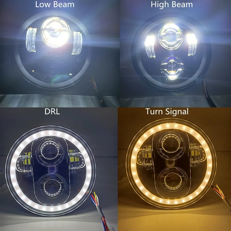 5.75&quot LED Black Motorcycle 5 3/4&quot Headlamp High Low Beam for Harley Dyna Sportster 883 72 48 Sreet Bob Forty Eight Iron - купить по