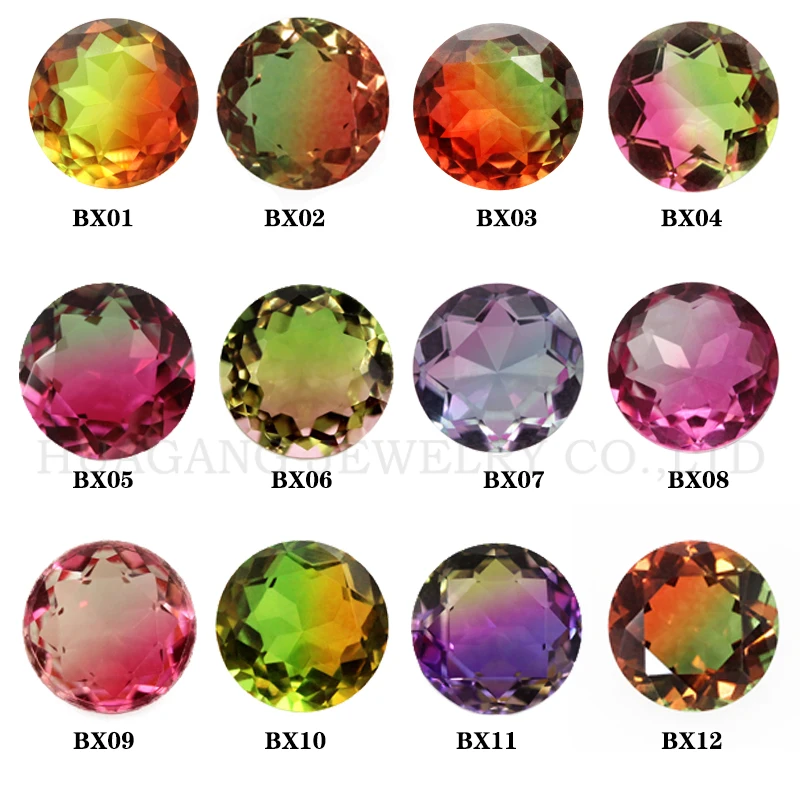 

Round Shape Watermelon Tourmaline Stone Synthetic Glass Loose Beads Size 4mm~14mm For Jewelry Making Free Shipping