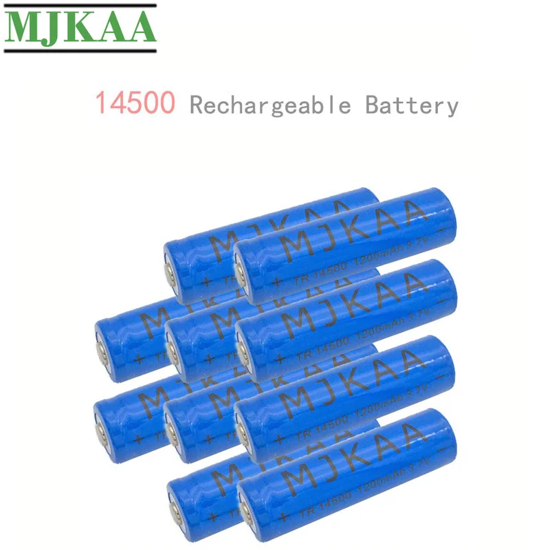 MJKAA 10 шт 14500 AA Аккумуляторы 3 7 V 1200mAh Универсальный Синий литий ионный аккумулятор