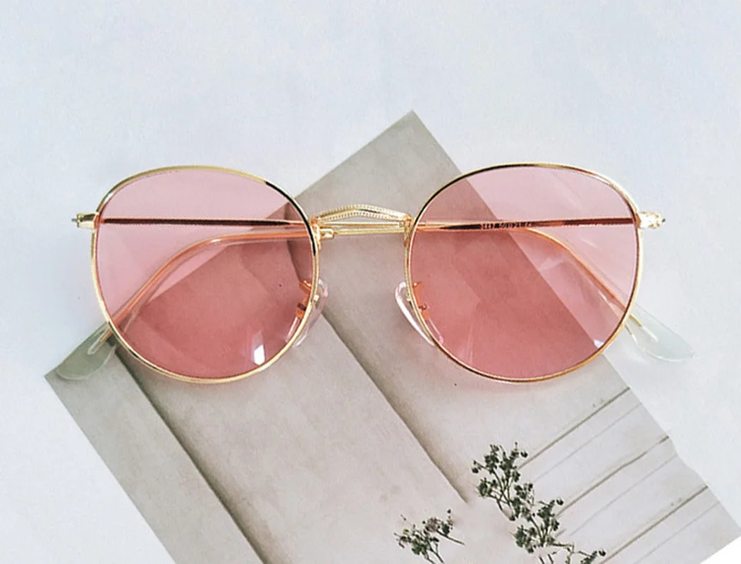 Женские Модные солнцезащитные очки с круглой металлической оправой аксессуары