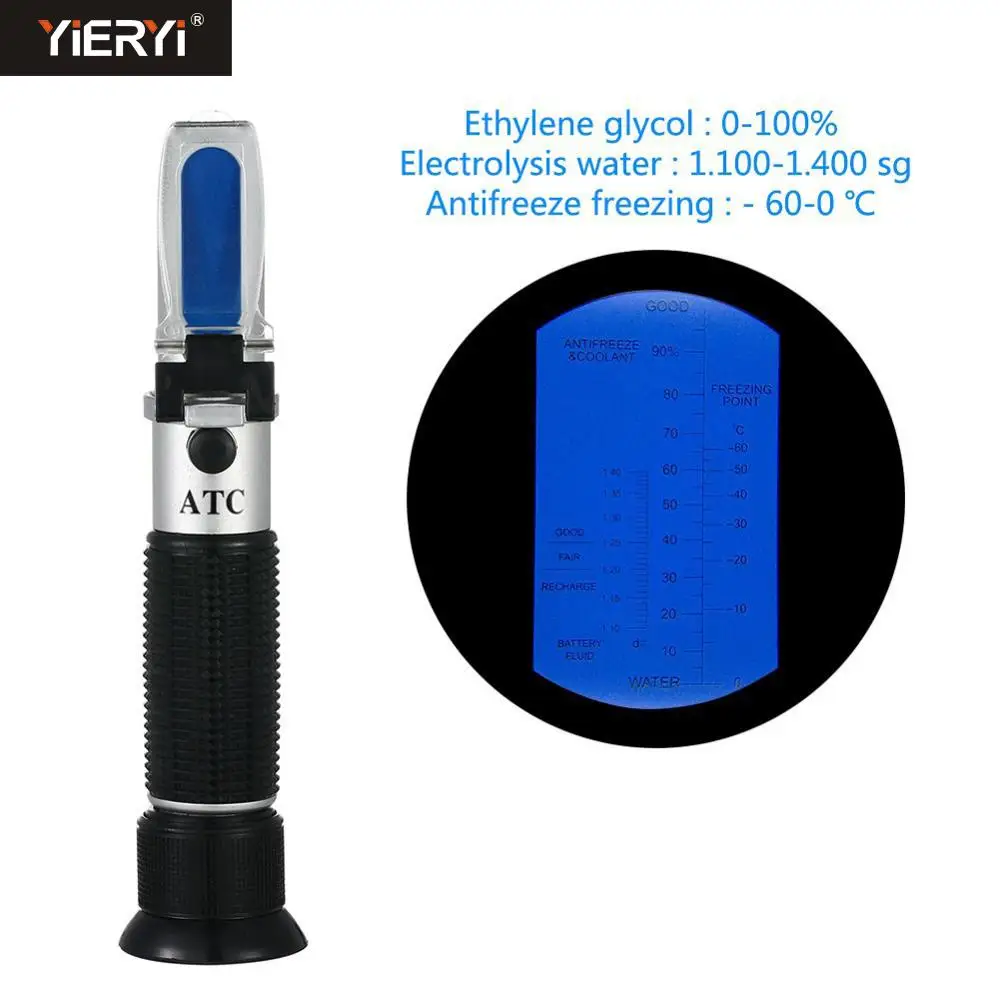 

Yieryi Protable Ethylene Glycol Tool Electrolysis Water Meter Antifreeze Freezing Point Concentration Detector Refractometer