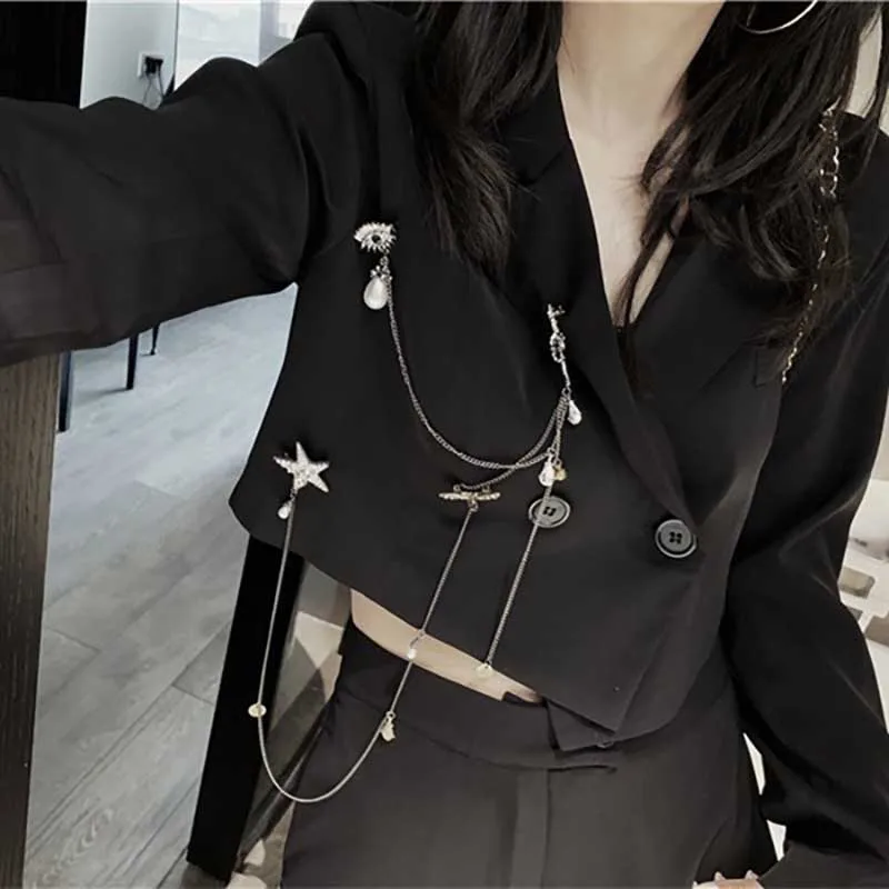 

New fashion diamond beading suits Bare Lumbar short design blazer female chic Korean version outerwear blazer