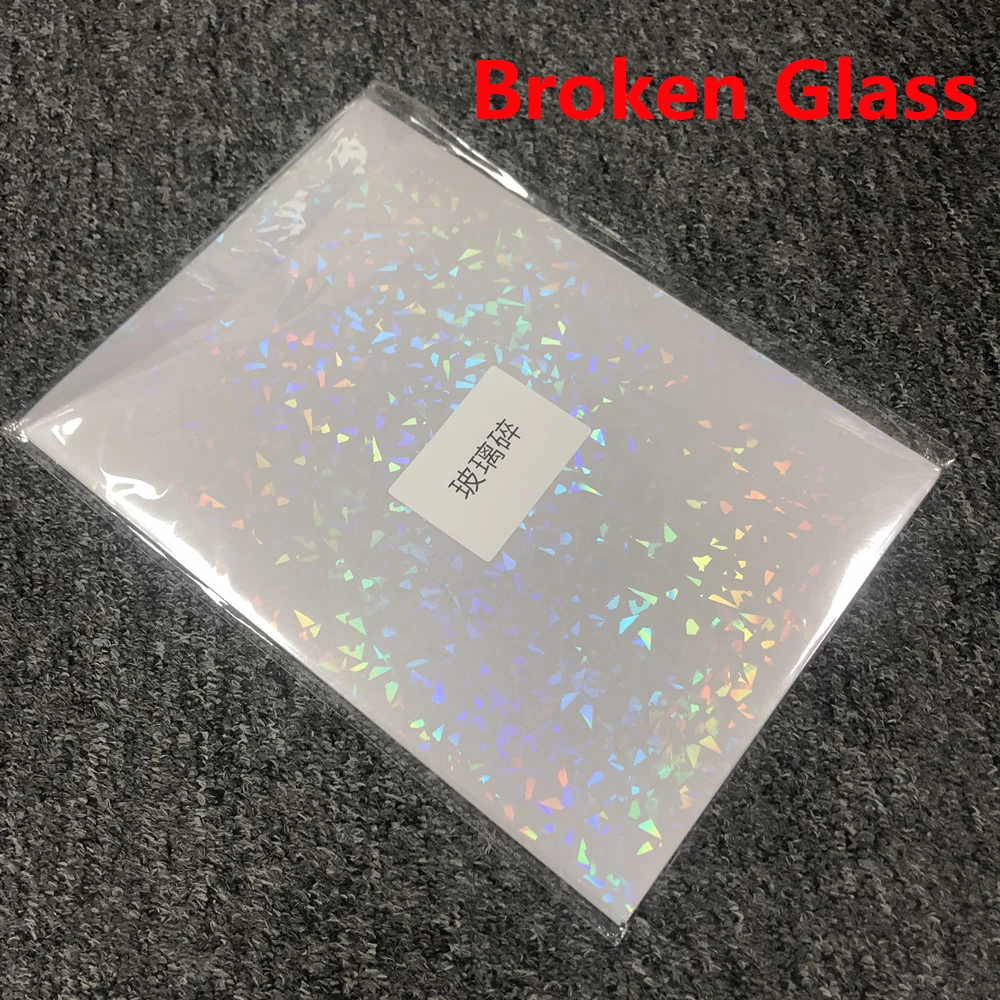 10 Sheets Adhesive Tape Back Heart Broken Glass Black Star Cold Laminating Film On Paper Plastic DIY Card Photo Laminating Film