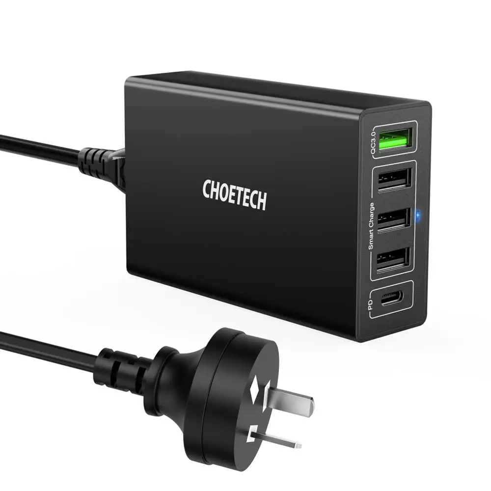 AU Plug Зарядное устройство CHOETECH Quick Charge 3,0 USB 60 Вт QC3.0 QC Turbo Быстрая зарядка мультирозеточный мобильный телефон зарядное устройство для iPhone samsung Xiaomi - Тип штекера: AU Plug