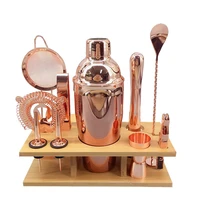 2021 new arrivals 11 pieces 750ml rose gold cocktail shake set bar set bartender kit with wisky wine accessories