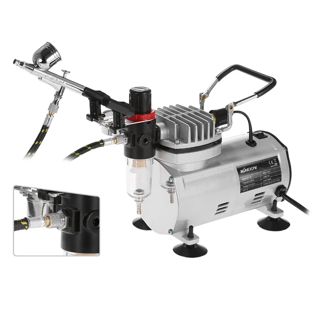 

Professional Airbrush Kit With Air Compressor Dual-Action Hobby Spray Air Brush Set Tattoo Nail Art Paint Supply Cleaning Brush