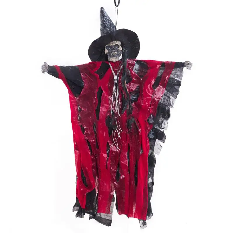 

Halloween Skeleton Hanging Pendant Voice Control Horror Hanging Witch Ghost Haunted House Props Halloween Home Decoration