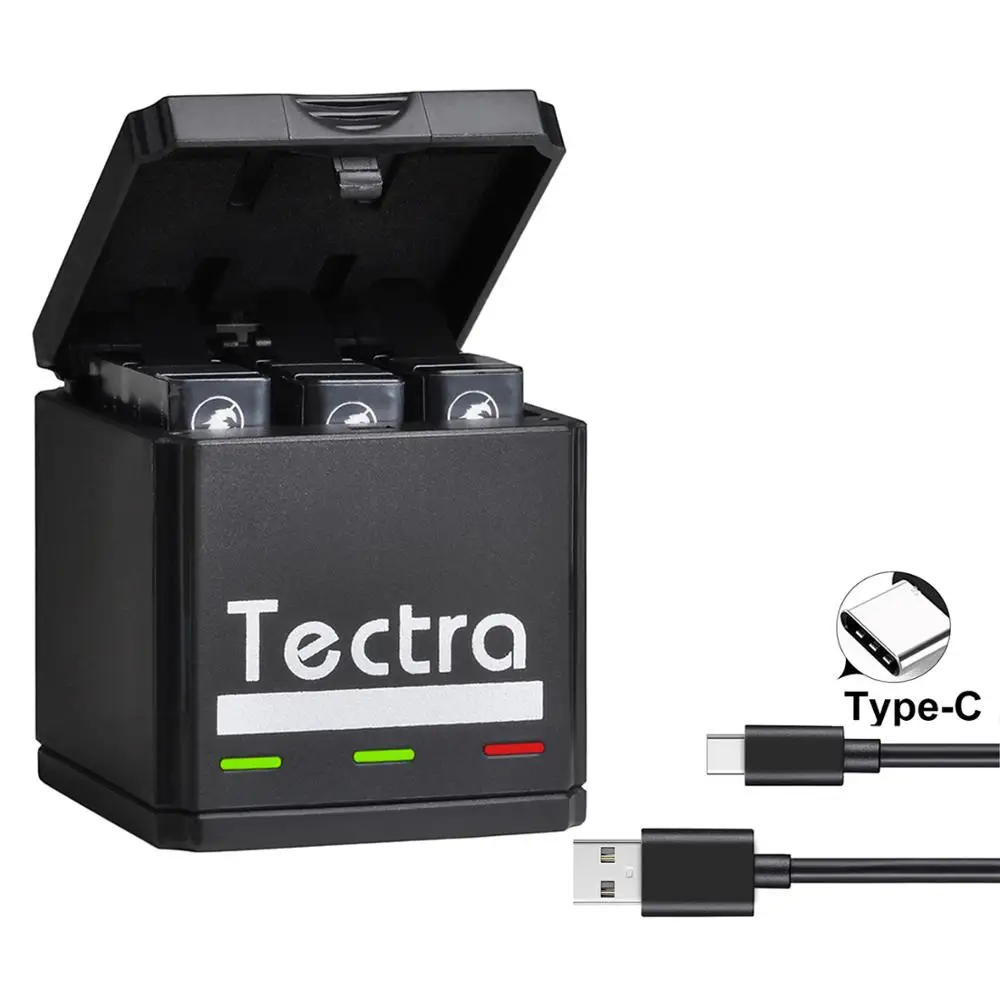 3 шт. аккумулятор для GoPro Hero 8 7 6 5 тройное Зарядное устройство USB + порт Type C экшн