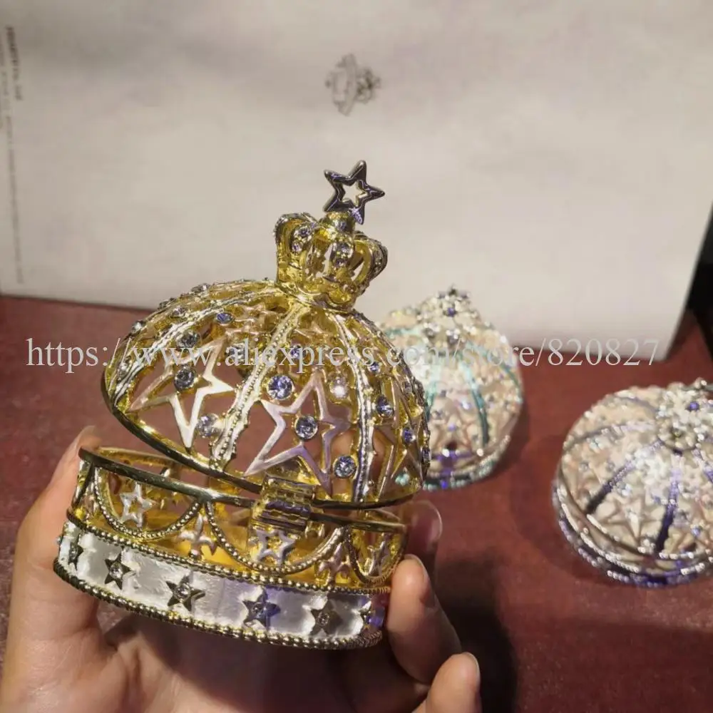 New Star Crown Shape Metal Jewelry Trinket Box Ring Jewerly Box