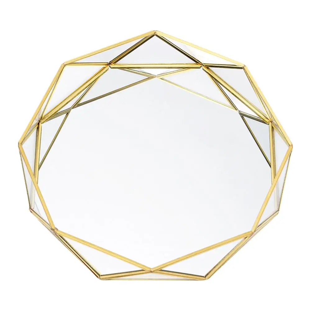 Геометрическая круглая стеклянная тарелка поднос для хранения косметики