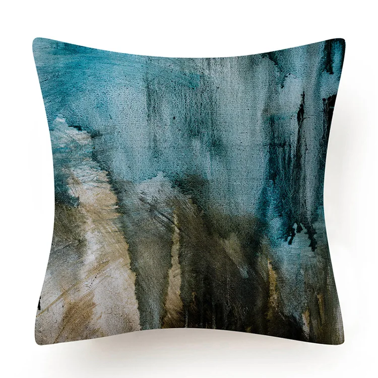 

Nordic Geometric Cushion Cover Blue Abstract Printed Throw Pillow Case Geometric Art Pillowcase 45*45CM Square Linen Home Decor