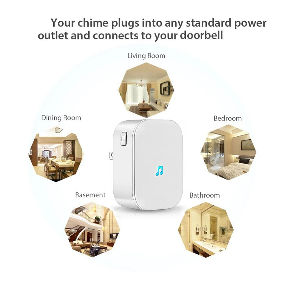 Wifi Wireless Doorbell Indoor Chime 100DB 433MHz Waterproof Door Ring Receiver Ding Dong Tuya Smart life home | Безопасность и
