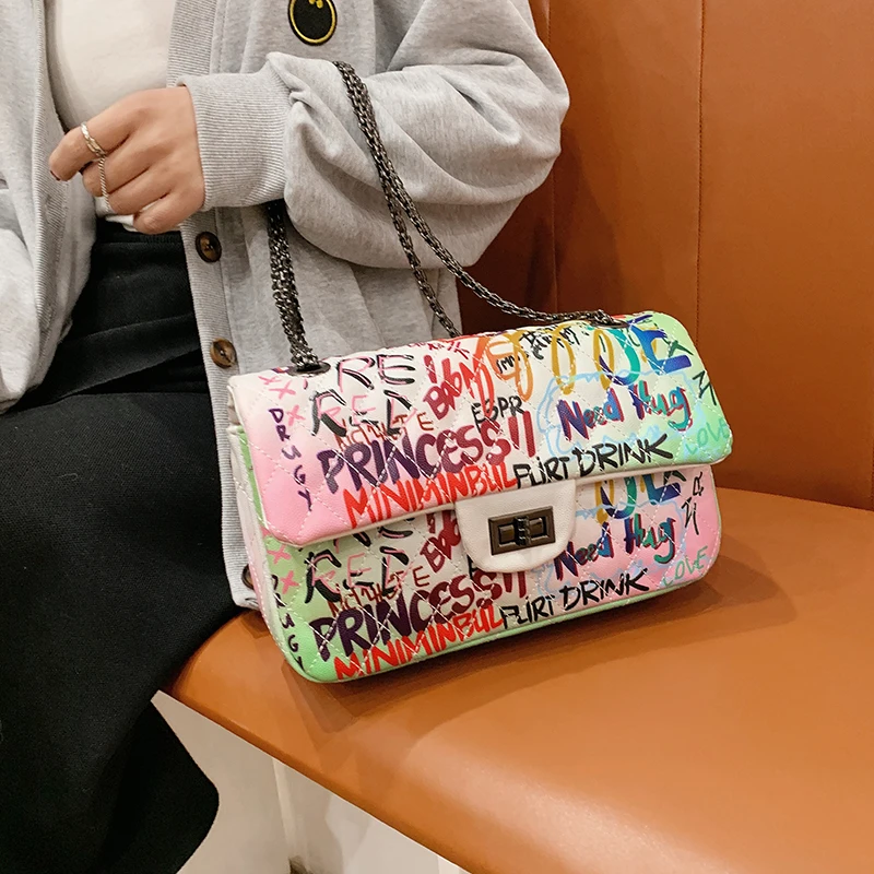 

2021 New Woman Shoulder Bag High Quality Texture Chain PU Diagonal Bag Fashion Luxury Handbag Female Cosmetic Bag Shopping Bag