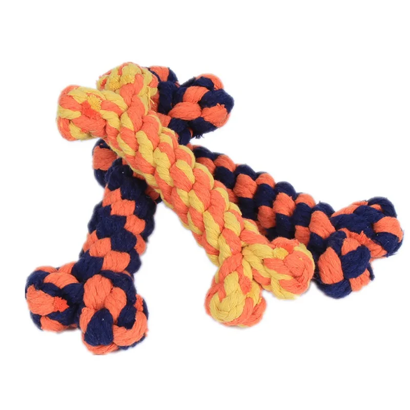 

Dog Toys Bone Shape Cotton Rope Bite Resistant Cleaning Teeth Pet Chew Toys Rope Knotting Doggy Toy (Random Color)