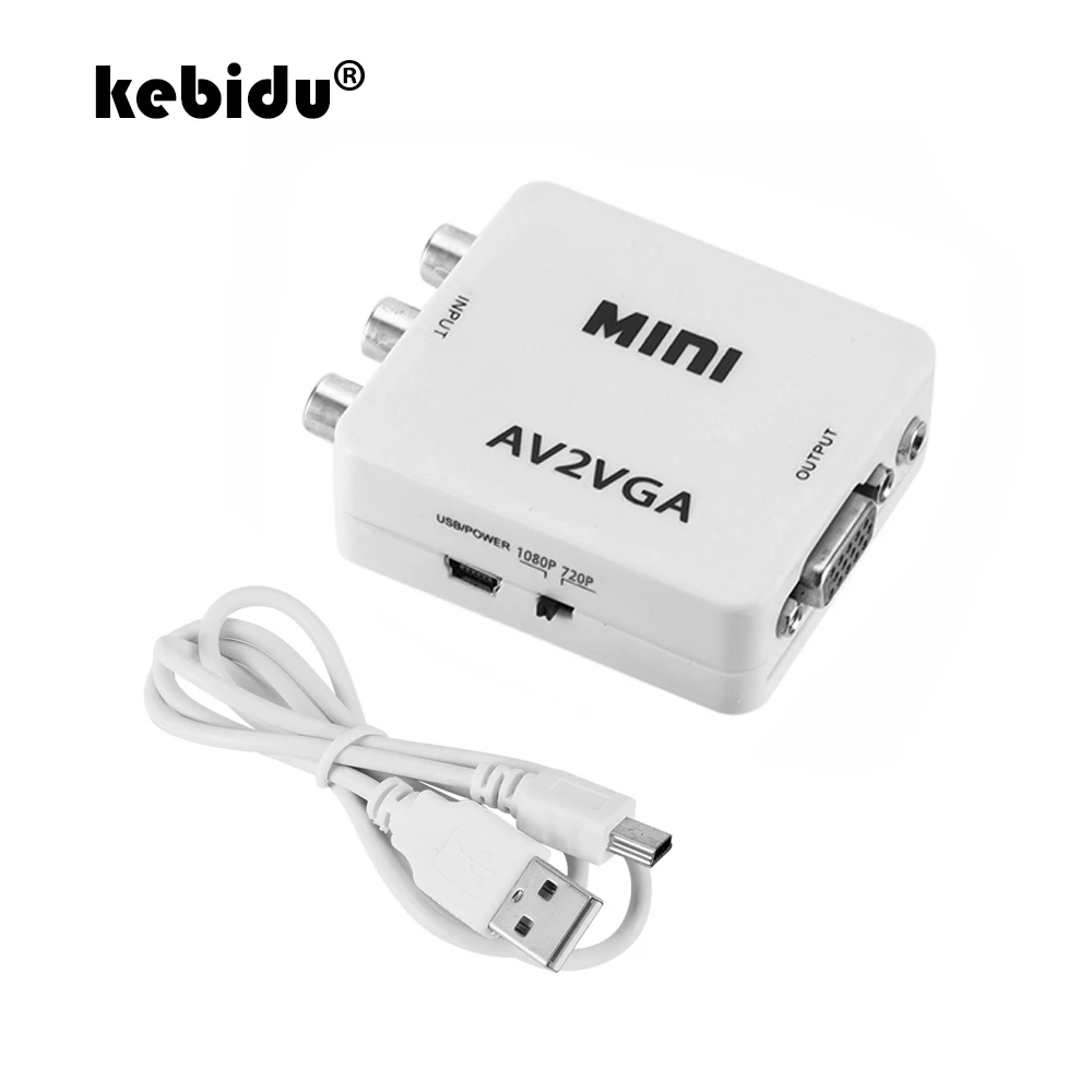 Преобразователь kebidu Mini HD AV в VGA преобразователь RCA CVBS видео ПК HDTV AV2VGA адаптер