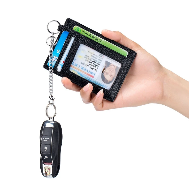 

Slim RFID Blocking Wallet Coin Purse Money Credit Card Holder Key Ring Front Pocket Case Organizer