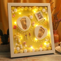 hand and foot print modeling clay hand foot diy baby photo frame led light slime colored clay souvenir newborn baby plasticine