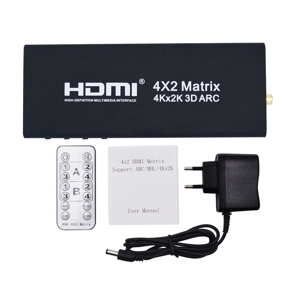 4x2 HDMI матричный HDMI переключатель выключатель HDMI делитель поддержка ARC 4K x 2K сплиттер концентратор коробка для PS3 для Xbox 360 Тип штепсельной вилки ЕС